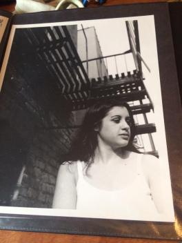 Valerie on fire escape from below